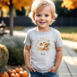 Niedlich Teddy Bar Fall Pumpkins Name Kleinkind T-shirt