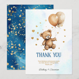 Niedlich Teddy Bear Baby Boy Dusche Dankeskarte