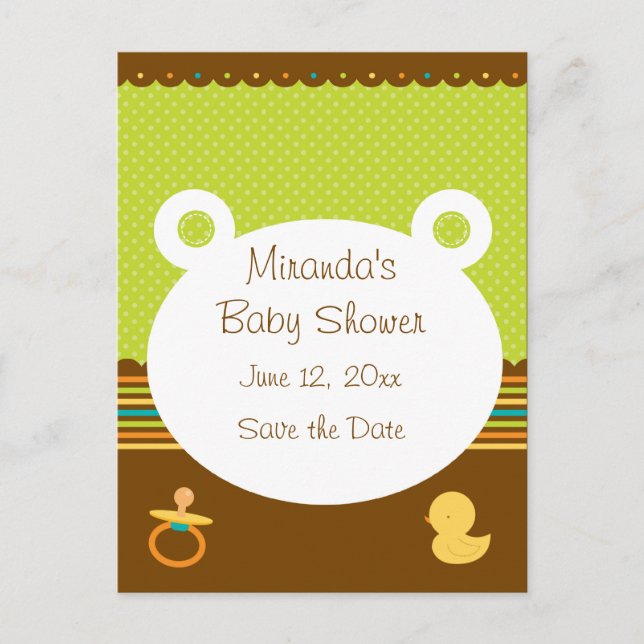 Niedlich Teddy Bear Baby Dusche Postkarte (Vorderseite)