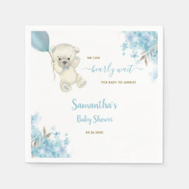 Niedlich Teddy Bear Baby Dusche Wasserfarbe Blue J Serviette