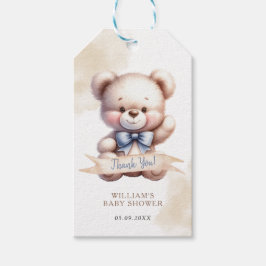 Niedlich Teddy Bear Baby Dusche Wasserfarbe Geschenkanhänger