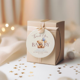 Niedlich Teddy Bear Balloons Boho Blue Rose Floral Geschenkanhänger