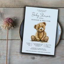 Niedlich Teddy Bear Blue Baby Baby Baby Baby Showd