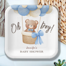 Niedlich Teddy Bear Blue Balloon Babydusche