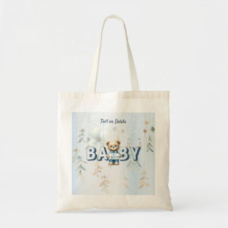 Niedlich Teddy Bear Blue Floral Beautiful Tragetasche