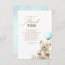 Niedlich Teddy Bear Boy Babydusche Danke