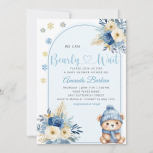 Niedlich Teddy Bear Boy Blue Bearly Wait Baby Dusc Einladung