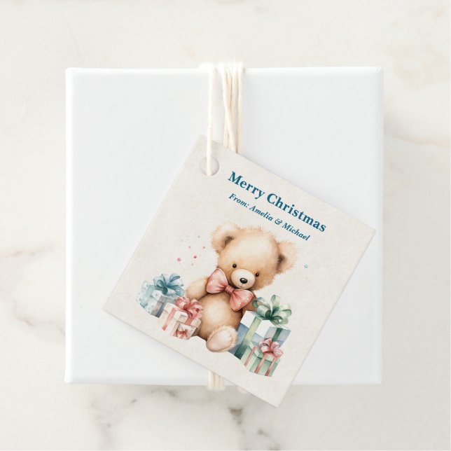 Niedlich Teddy Bear Frohe Weihnachten Geschenkanhänger (Beispiel)