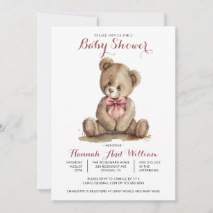 Niedlich Teddy Bear Girl Babydusche Einladung