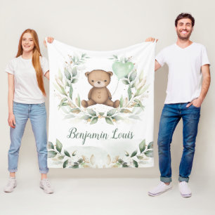 Niedlich Teddy Bear Greenery Gold Balloon Kinderzi Fleecedecke