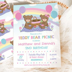 Niedlich Teddy Bear Picnic Geburtstag Twins Boy Gi Einladung