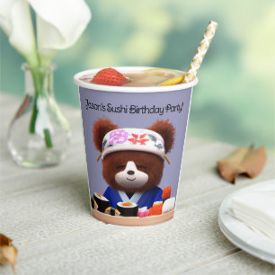 Niedlich Teddy Bear Sushi Koch Geburtstagspartei Pappbecher