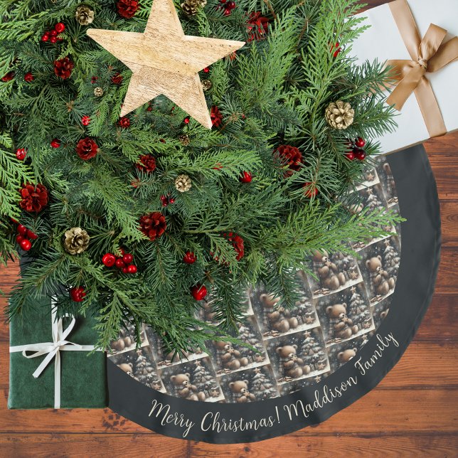 Niedlich Teddy Bear Weihnachten Polyester Weihnachtsbaumdecke (Von Creator hochgeladen)