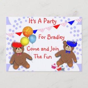 Niedlich Teddy Bears Fun Kinder Party Einladungen