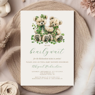 Niedlich Teddy Bears Green Ivy Twins Baby Dusche Einladung