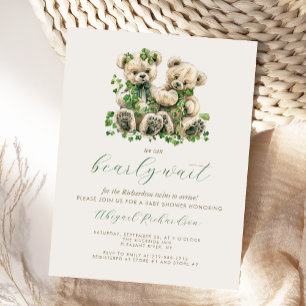Niedlich Teddy Bears Green Ivy Twins Baby Dusche Postkarte