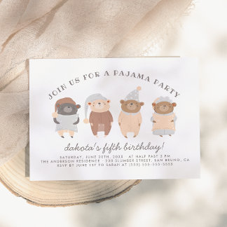 Niedlich Teddy Bears Pajama Party Geburtstagsparty Einladung
