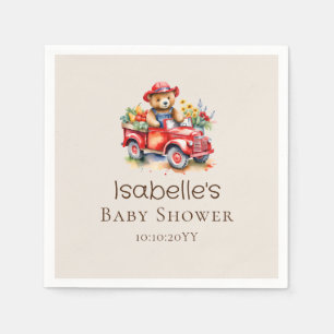 Niedlich Teddy Locally Grown Baby Shower Red Liefe Serviette