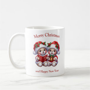 Niedlich Teddy trägt Zwillinge, die Weihnachtslied Kaffeetasse