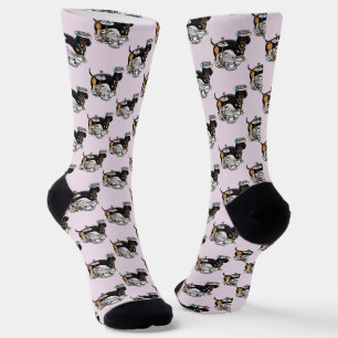 Niedlich Tee Party Dackel Hund (schwarz & tan) Fun Socken