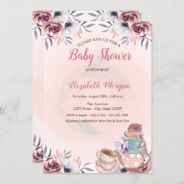 Niedlich Teekanne Floral Tee Party Babydusche Einladung
