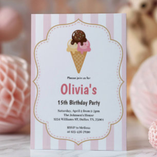 Niedlich Teen Girls Ice Cream Geburtstagsparty Einladung
