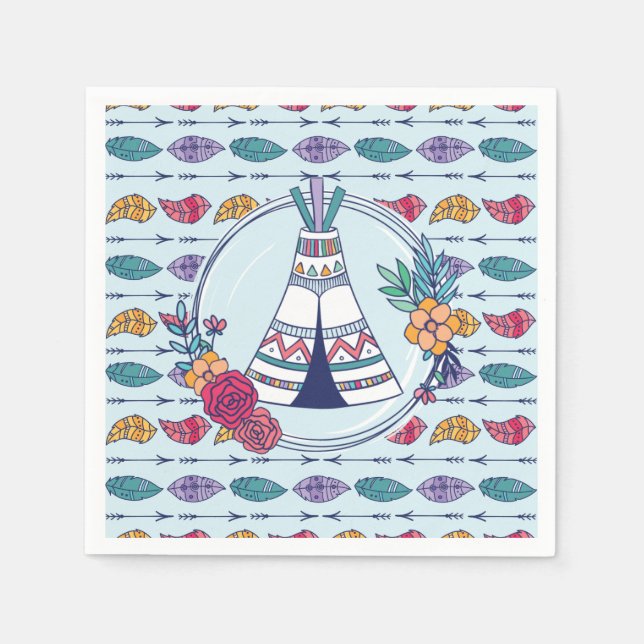 Niedlich Teepee Boho Tribal Serviette (Vorderseite)