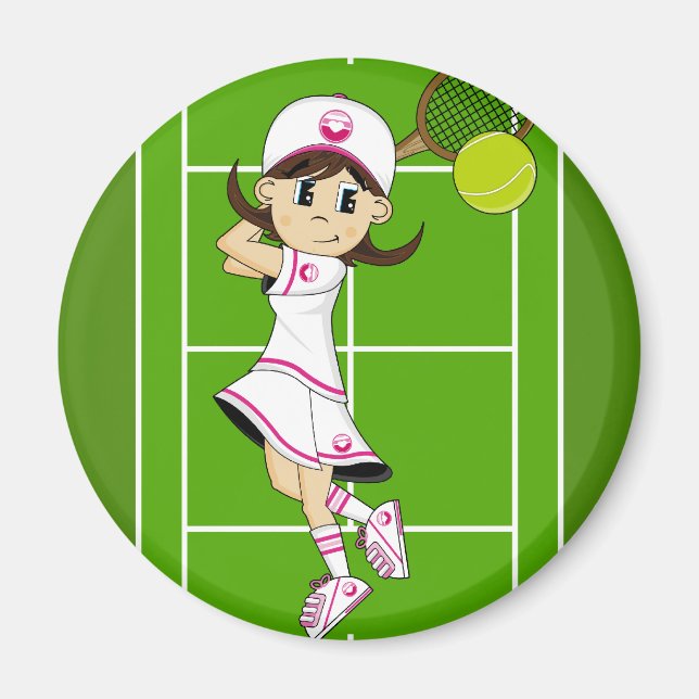 Niedlich Tennis Girl Magnet (Vorne)