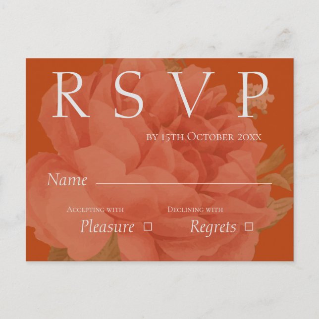 Niedlich Terracotta White Floral Wedding RSVP Postkarte (Vorderseite)