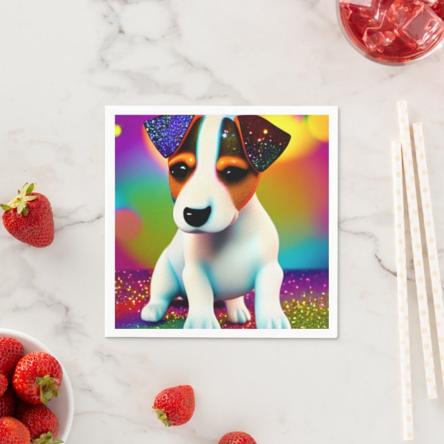 Niedlich Terrier Puppy Sparkle Nah-up Serviette (Beispiel)