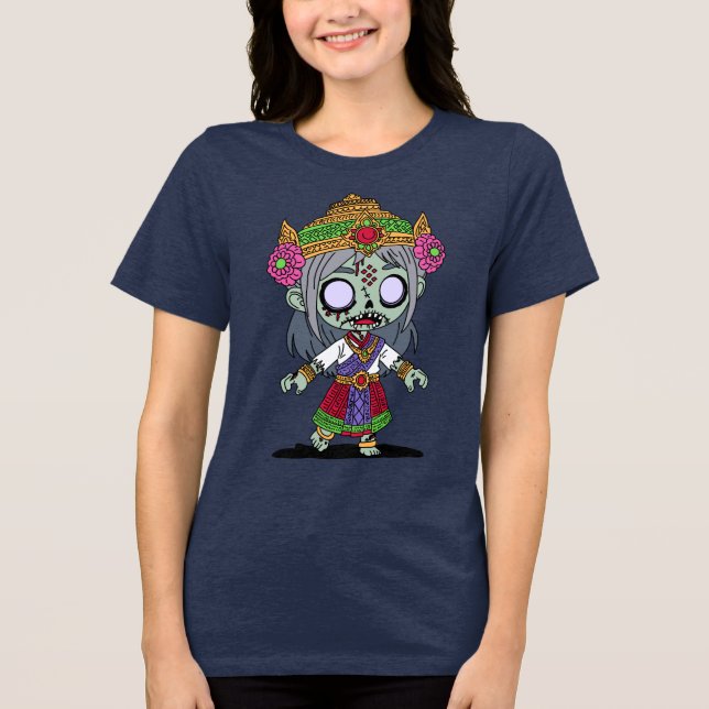 Niedlich Thai Zombie Tri-Blend Shirt (Vorderseite)