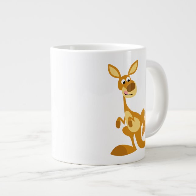 Niedlich Thumping Cartoon Kangaroo Jumbo Tasse (Vorderseite Rechts)