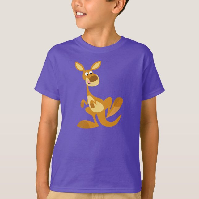 Niedlich Thumping Cartoon Kangaroo Kinder T - Shir T-Shirt (Vorderseite)