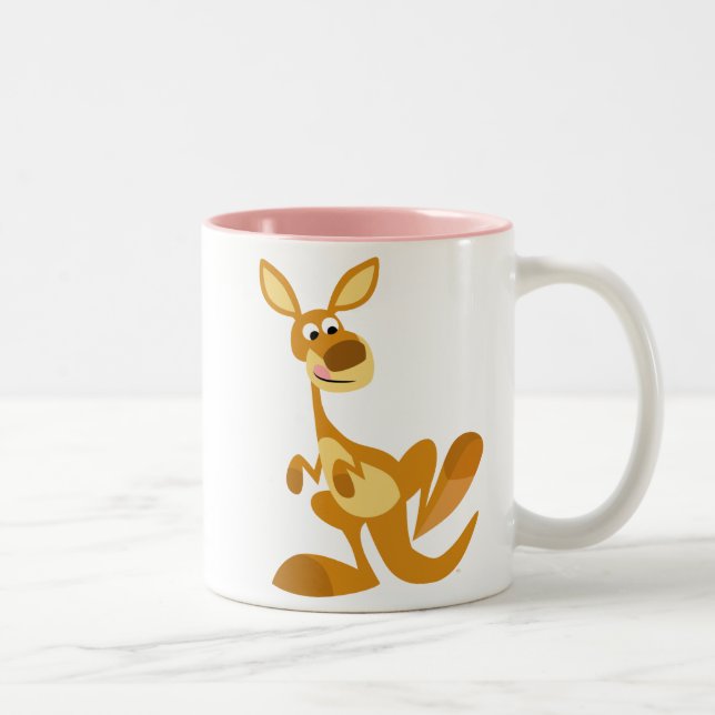 Niedlich Thumping Cartoon Kangaroo Tasse (Rechts)