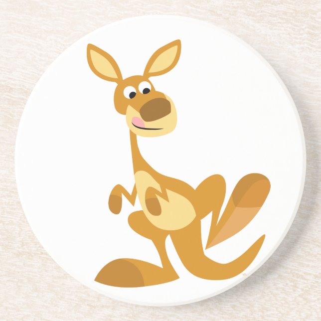 Niedlich Thumping Cartoon Kangaroo Untersetzer (Vorne)
