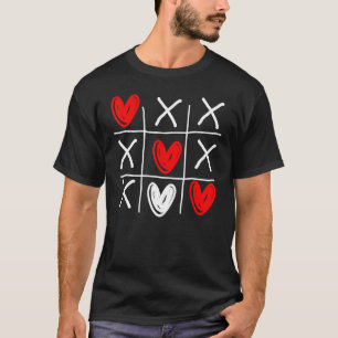 Niedlich Tic Tac Toe Hearts Valentinstag T-Shirt