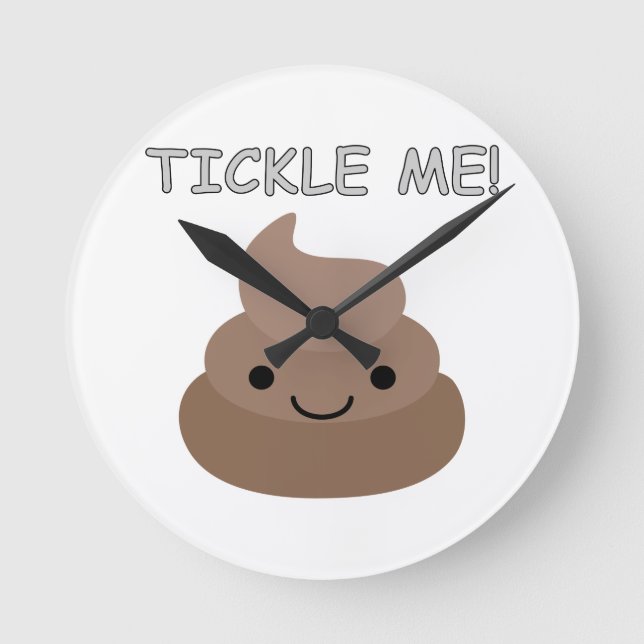 Niedlich Tickle Me Kacke Emoji Runde Wanduhr (Vorderseite)