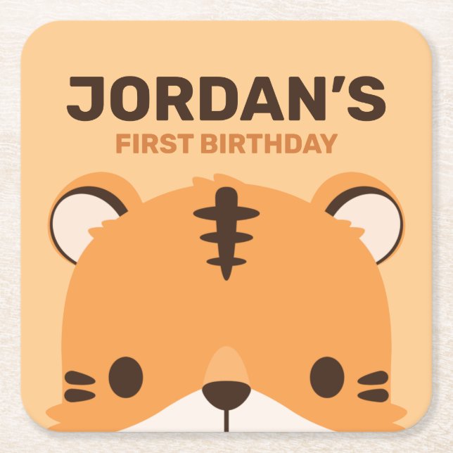 Niedlich Tiger Birthday Rechteckiger Pappuntersetzer (Vorderseite)