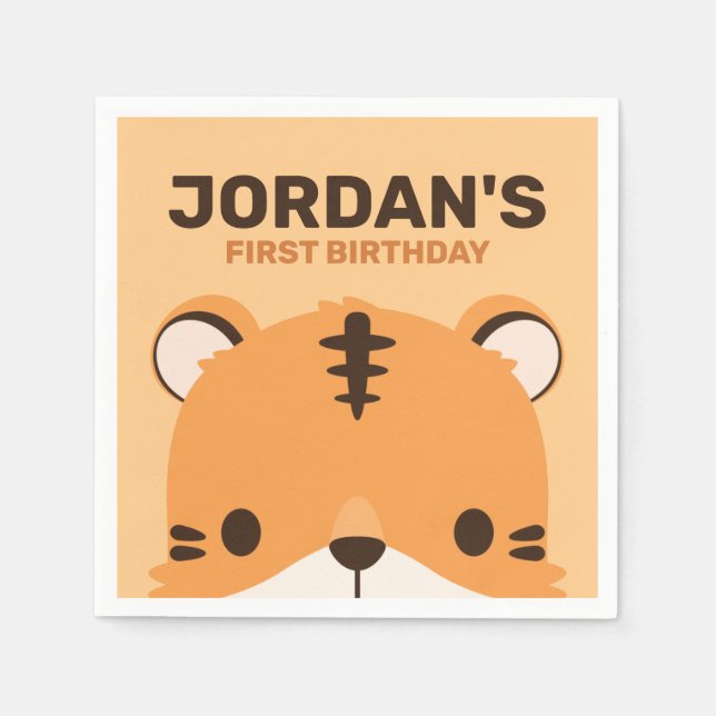 Niedlich Tiger Birthday Serviette (Vorderseite)