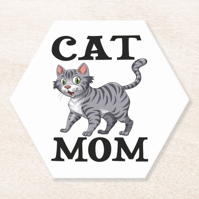 Niedlich Tiger Cat Mama Geschenk Funny Kitty Carto Untersetzer (Vorderseite)