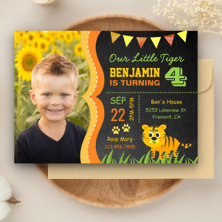 Niedlich Tiger Kids Foto Geburtstagsparty Einladun Einladung