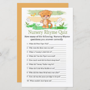 Niedlich Tiger Kinderzimmer Rhyme Quiz Kinderdusch