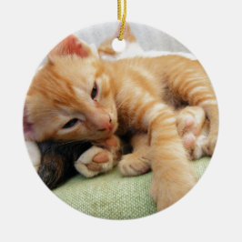 Niedlich Tiger Stripe Kitten Keramik Ornament