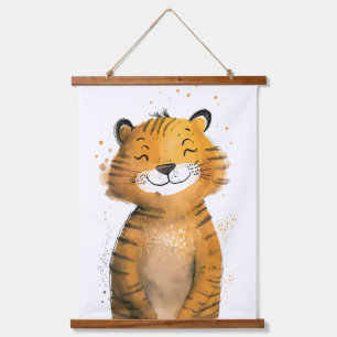 Niedlich Tiger Wandteppich Mit Holzrahmen