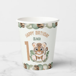 Niedlich Tiger Wild One Boy 1. Geburtstag Pappbecher