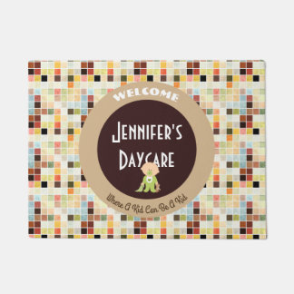 Niedlich Tiles Personalisiert Daycare Willkommen Fußmatte