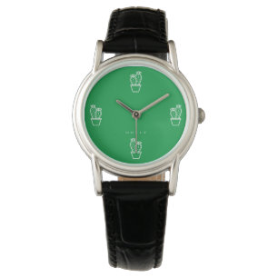 Niedlich Tiny Cactus Simple Schlicht Green Minimal Armbanduhr