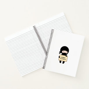 Niedlich Tiny Ninja Holding Sign Individuelle Name Notizbuch