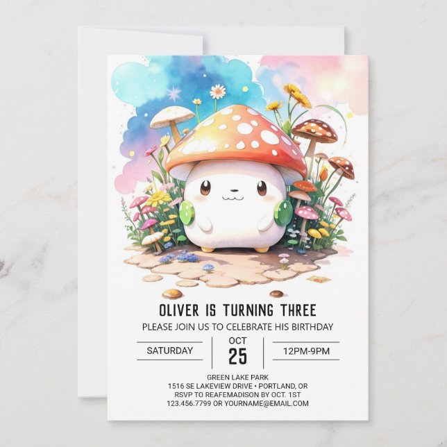 Niedlich Toadstool Tales Birthday Einladung (Vorderseite)