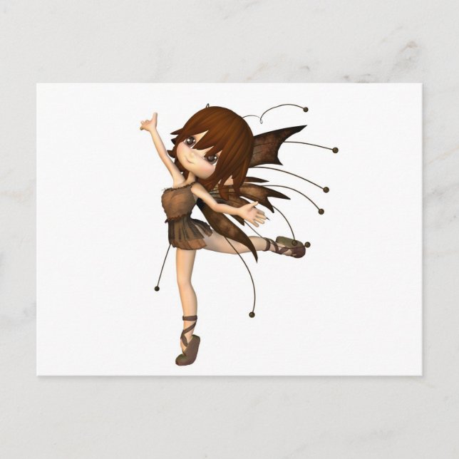Niedlich Toon Autumn Fairy Postkarte (Vorderseite)
